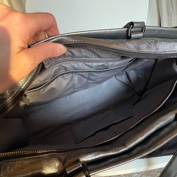 Tumi Voyageur Vail Medium Tote - Pewter Metallic Leather - Picture 8 of 12